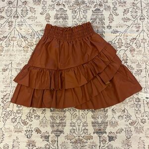 The Shirt by Rochelle Behrens Brown Ruffled Skirt